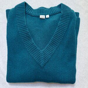 Gap Bouclé Wool Alpaca blend V-Neck Sweater Teal Blue Large